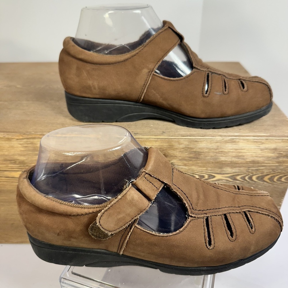 Dr Scholls VTG Leather Mary Jane Shoes Womens SZ 6.5 7 Brown Comfort Cottagecore